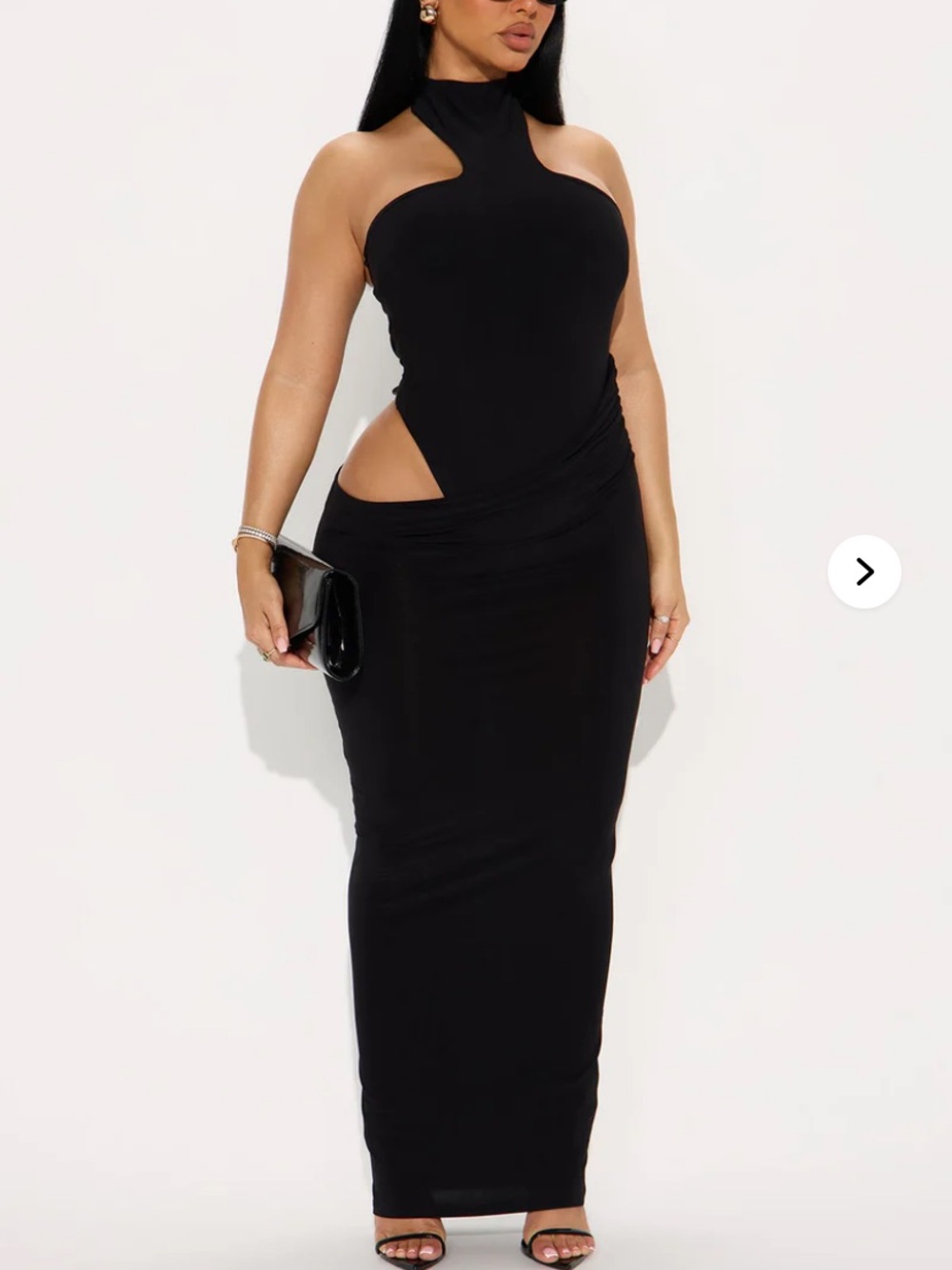 Fashion Nova Black Halter Cutout Maxi Dress